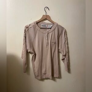Together women’s size small tan sweater with lace insert